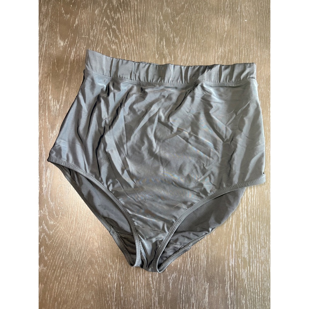 Cacique Swim Bikini Bottoms Womens 18 Black Good High Waist Mesh Lined